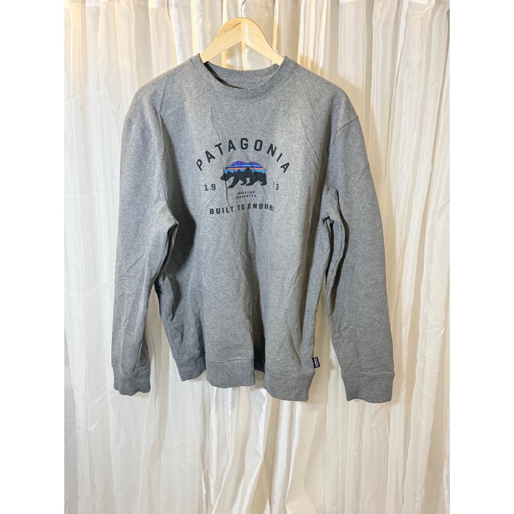 Patagonia Sweatshirt Mens XL Gray Uprisal Crew Fitz Roy Bear Graphic Pullover